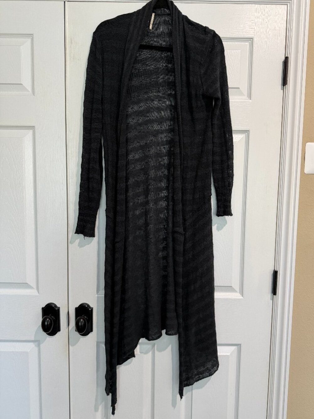 FREE PEOPLE Sheer Stripe Duster Long Line Open Cardigan Sweater - Size XS